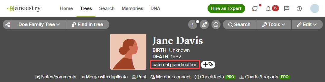 relationship beneath the name