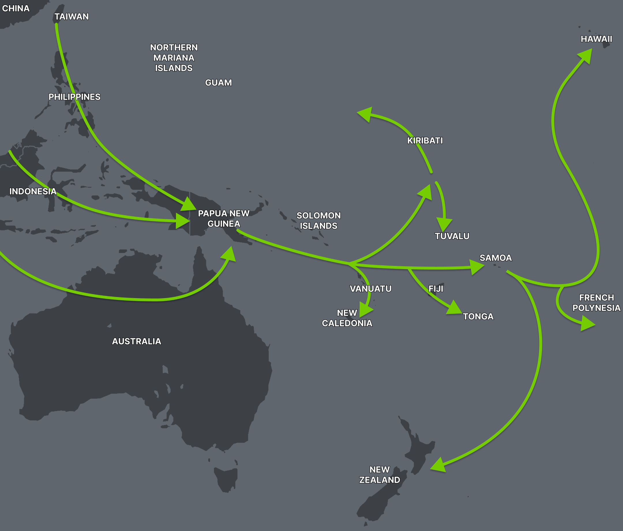 A map of possible polynesian migration